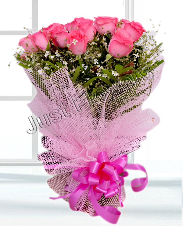 12 Pink Roses Bunch cake delivery Delhi
