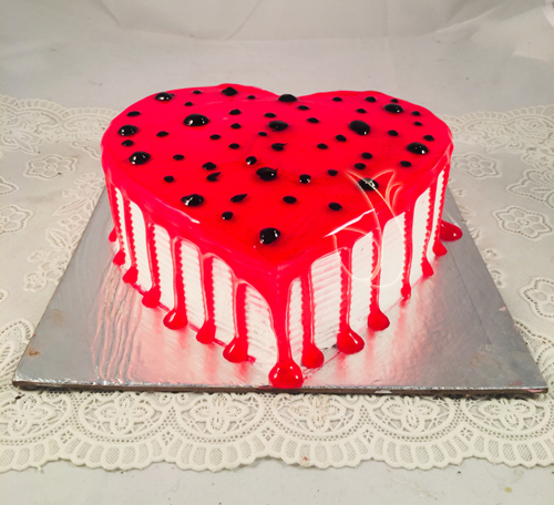 1Kg Heart Shape Strawberry Jelly Cake cake delivery Delhi