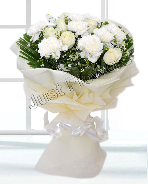 Bunch of 20 White Flowers cake delivery Delhi