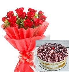 Red Roses & Butther Scotch Cake cake delivery Delhi